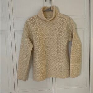 J. Crew Cream Cable Knit Turtleneck Sweater 100% wool